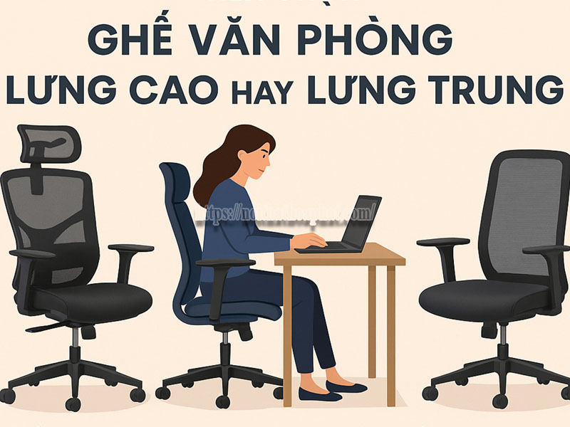 nên chọn ghế văn phòng lưng cao hay lưng trung