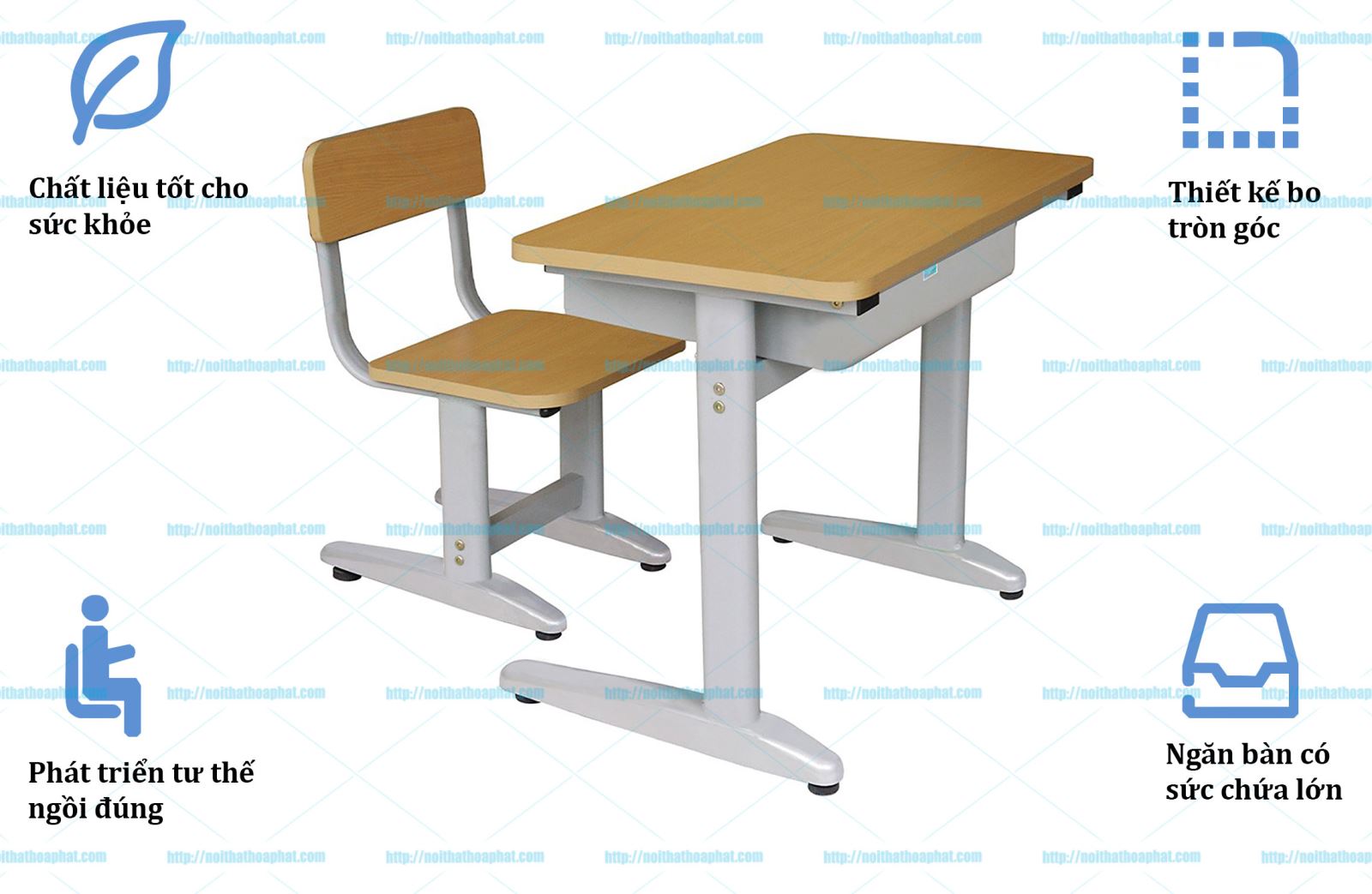 bàn ghế học sinh tiểu học BHS106 + GHS106