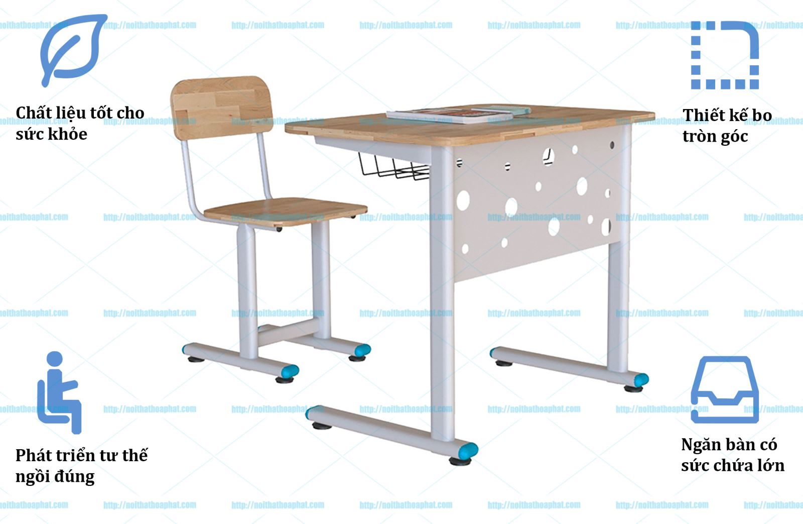 Bộ bàn ghế học sinh hòa phát BHS25-GHS25