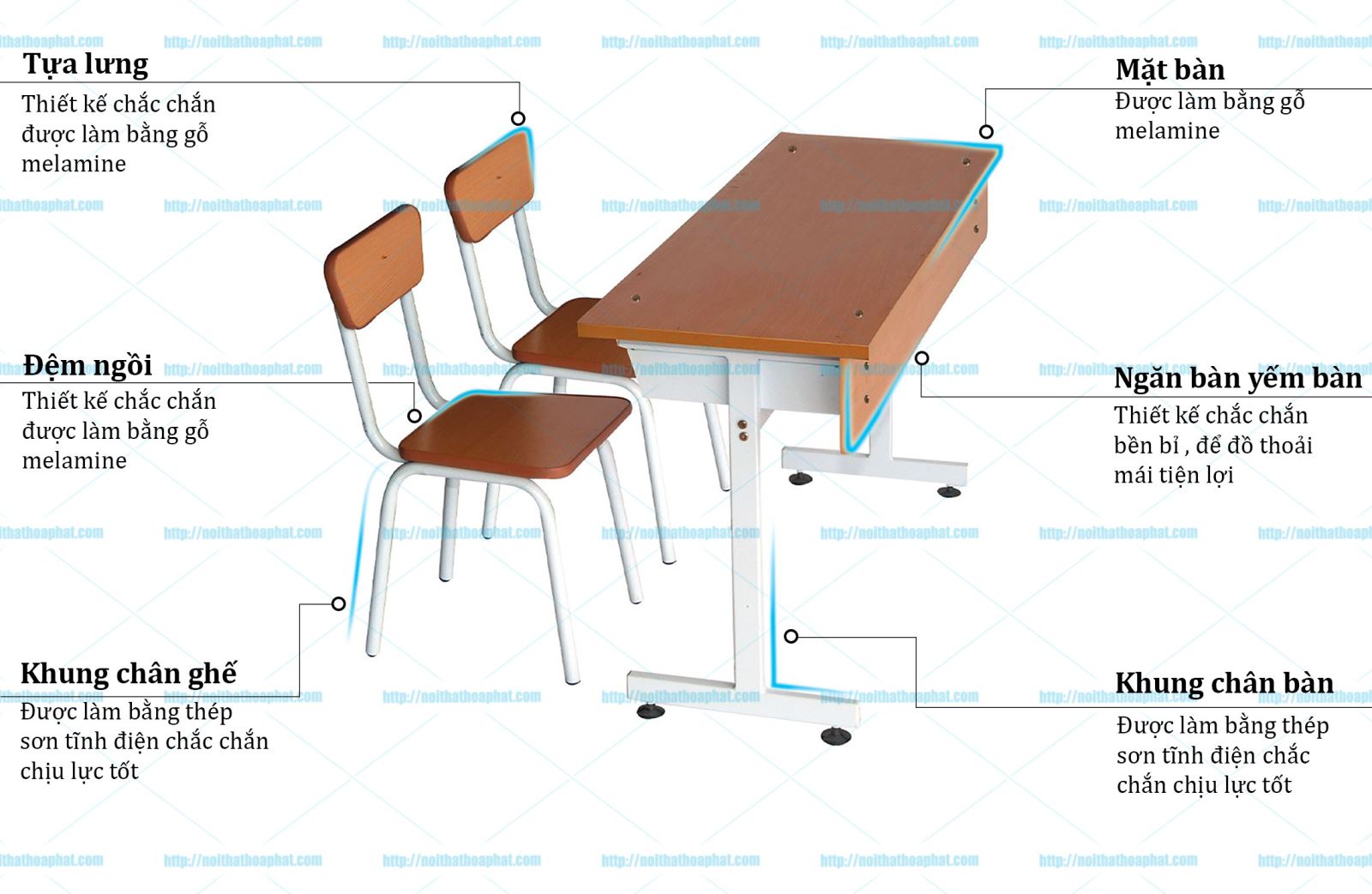 Bộ bàn ghế học sinh cấp 1, 2 BHS101B - GHS101B