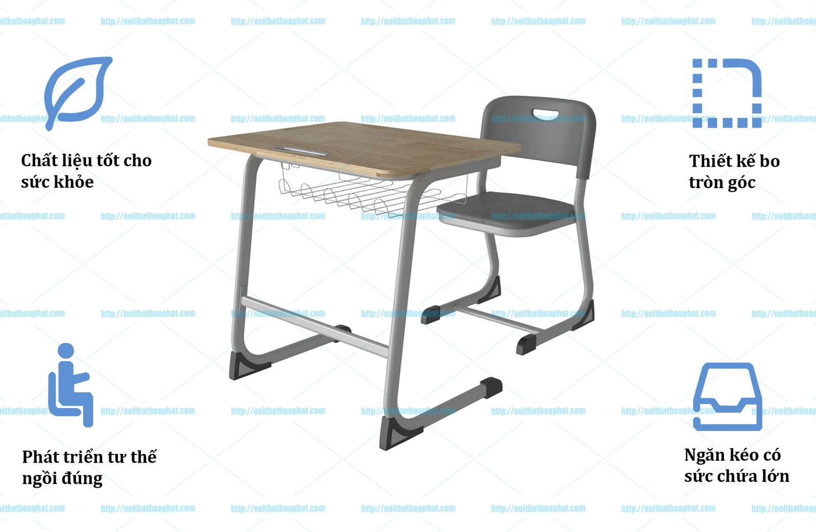 bàn ghế học sinh cấp 1 BHS43G