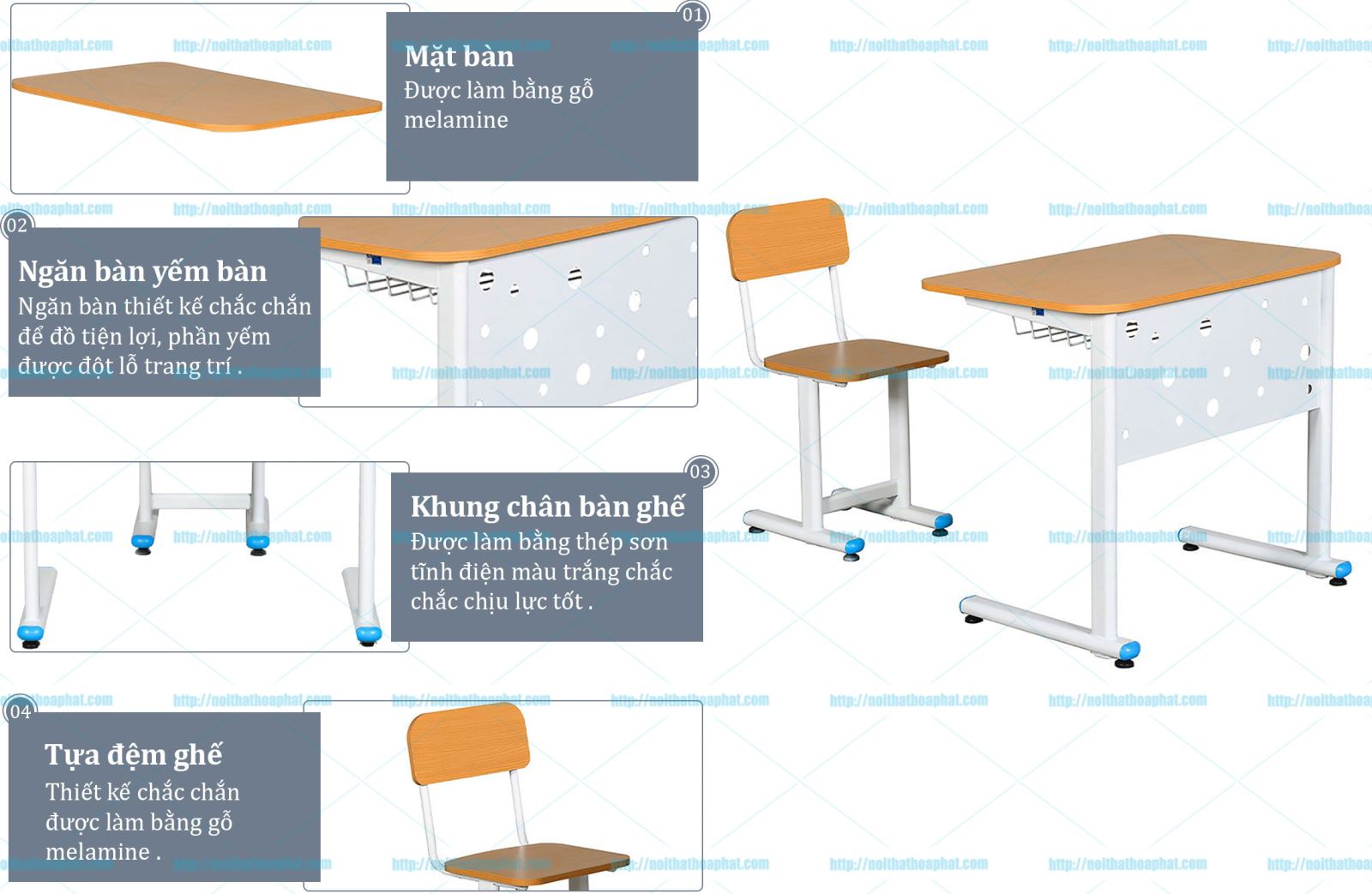Bộ bàn ghế học sinh Hòa Phát BHS25-GHS25