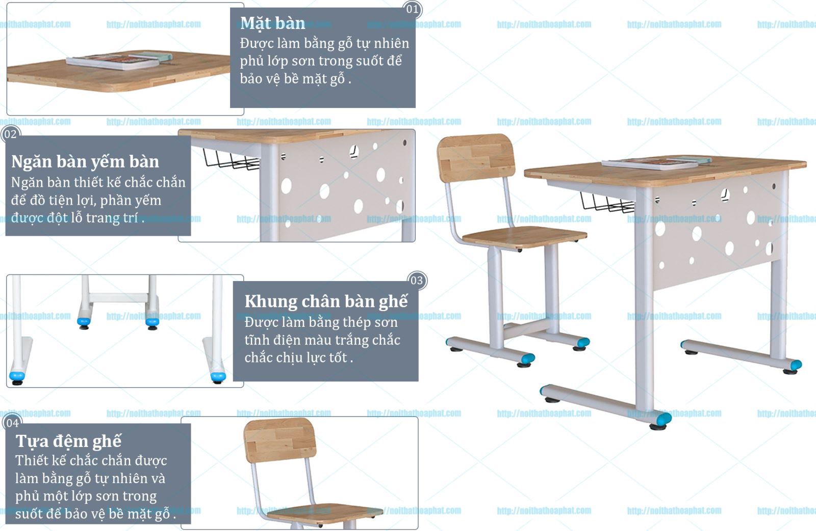 Bộ bàn ghế học sinh tiểu học BHS25-GHS25