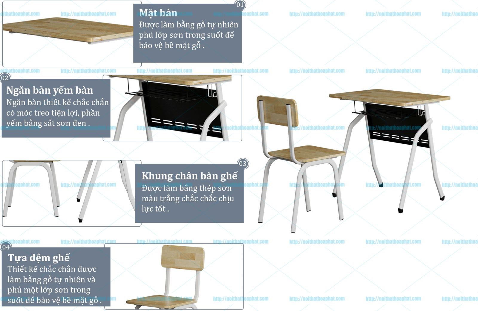 Bàn ghế học sinh tiểu học BHS41AG