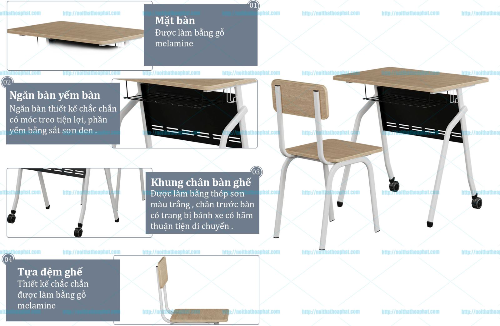 Bàn ghế học sinh tiểu học BHS41B
