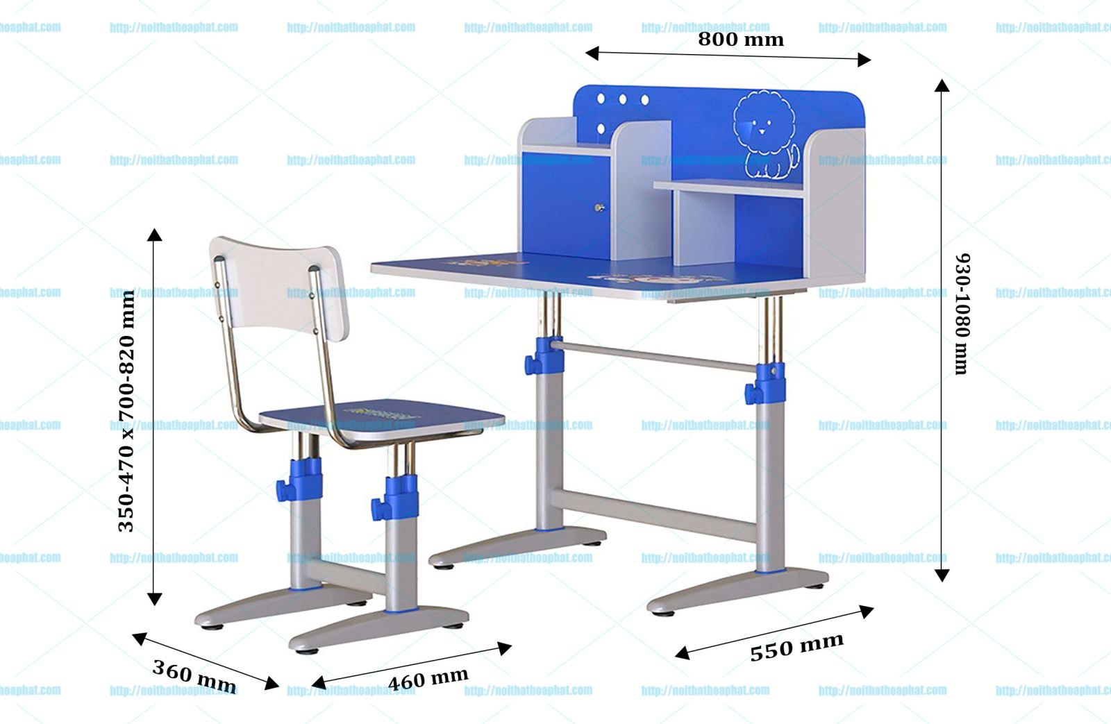 kích thước Bàn ghế học sinh BHS20C-3