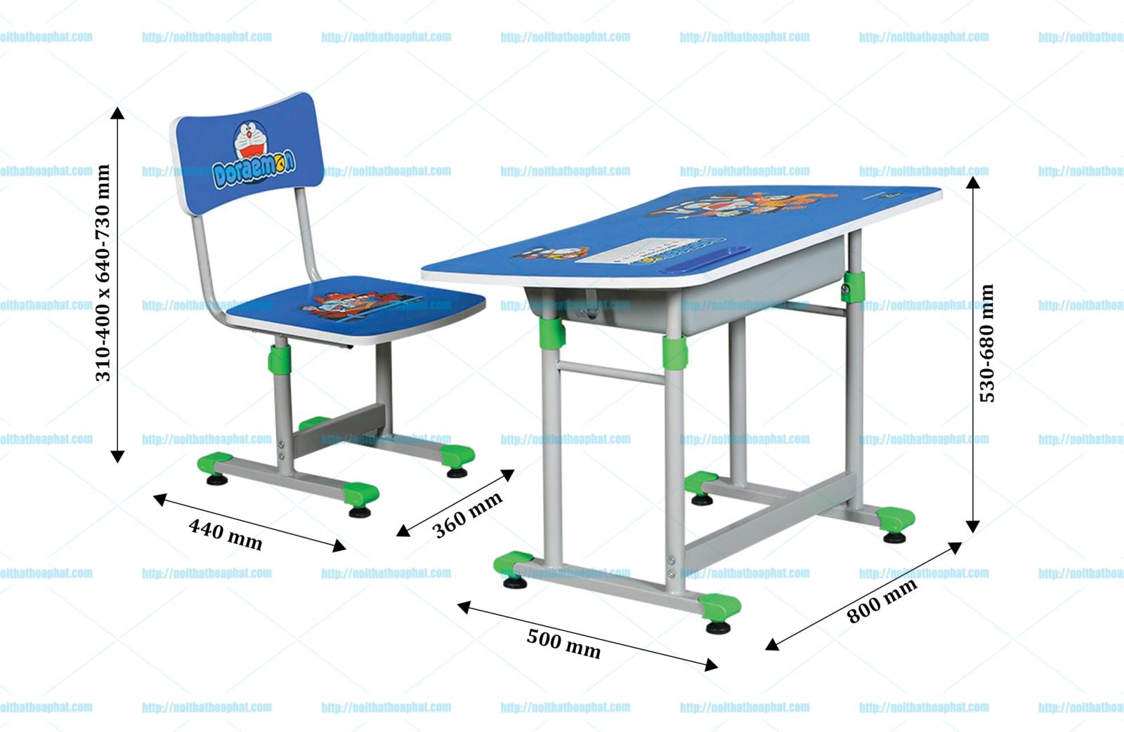 Kích thước bàn ghế học sinh BHS28B-3