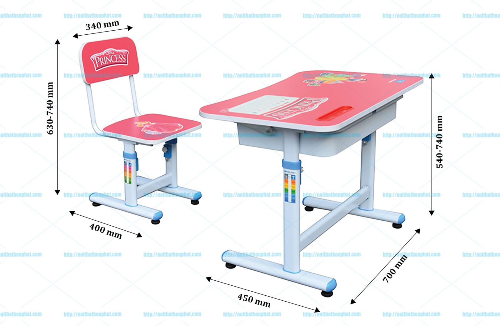 Kích thước bàn ghế học sinh BHS29A-3