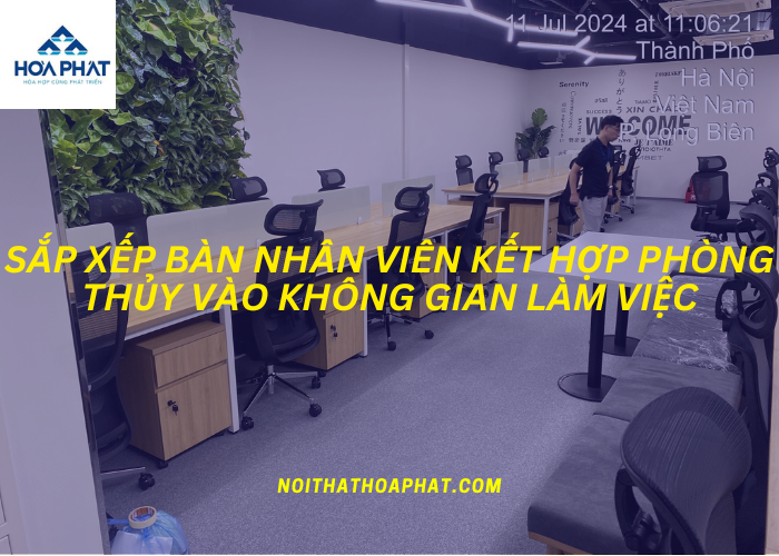 Sắp xếp bàn nhân viên kết hợp phòng thủy vào không gian làm việc