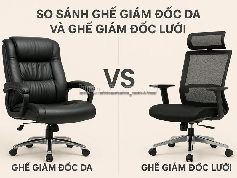 So sánh ghế giám đốc da và ghế giám đốc lưới