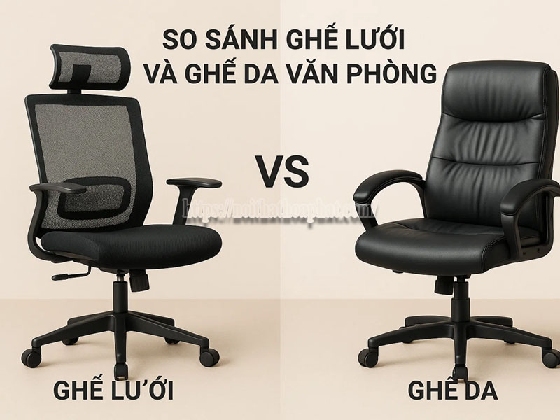 so sánh ghế lưới và ghế da văn phòng loại nào tốt hơn	