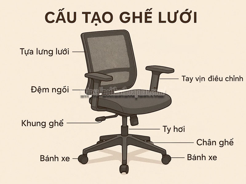Cấu tạo ghế lưới văn phòng