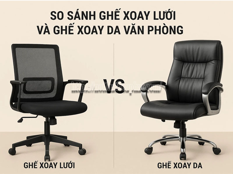 so sánh ghế xoay lưới và ghế xoay da văn phòng
