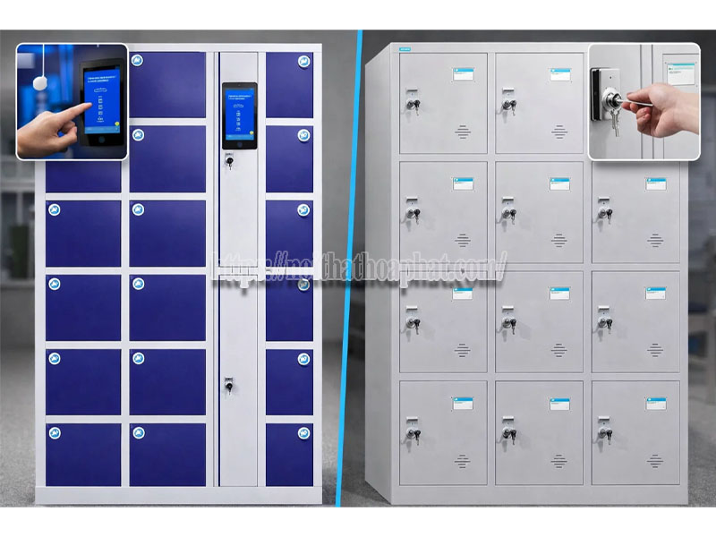 So sánh tủ locker điện tử và tủ cơ