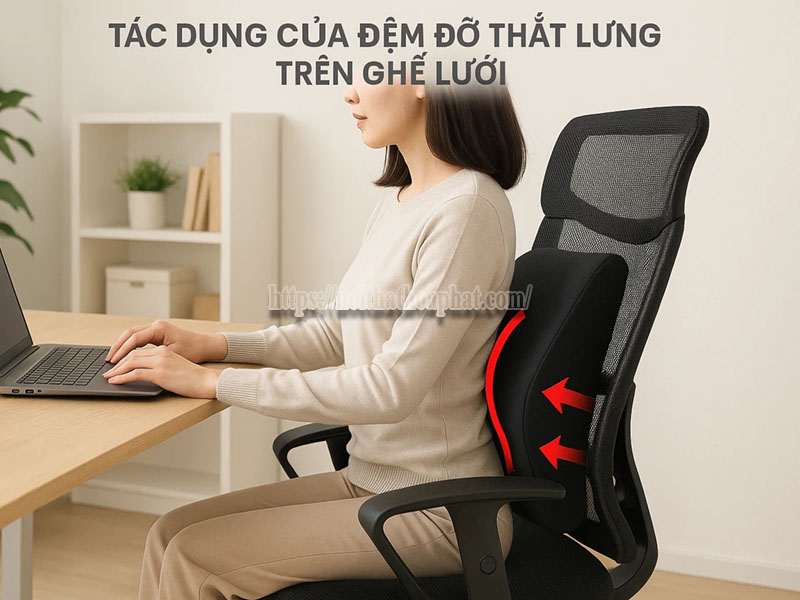 tác dụng của đệm đỡ thắt lưng trên ghế lưới