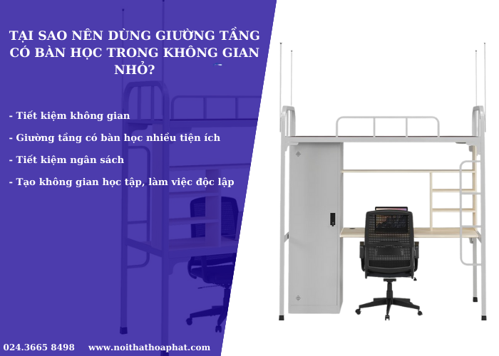 Tại sao nên dùng giường tầng có bàn học trong không gian nhỏ