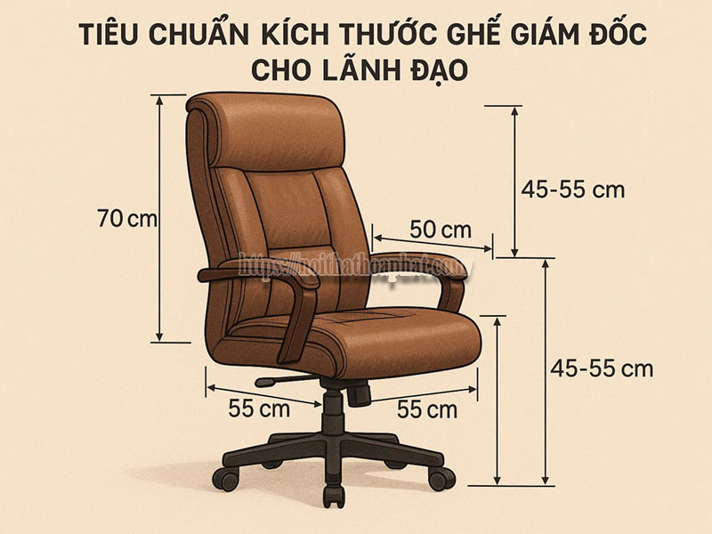 tiêu chuẩn kích thước ghế giám đốc cho lãnh đạo