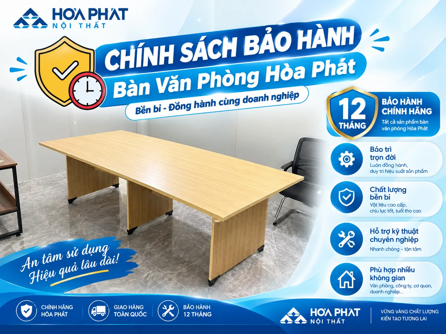 thời gian bảo hành bàn nhân viên hòa phát
