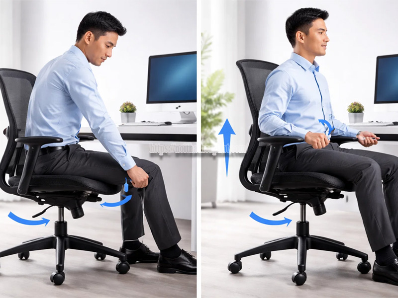 Cách chỉnh ghế lưới văn phòng