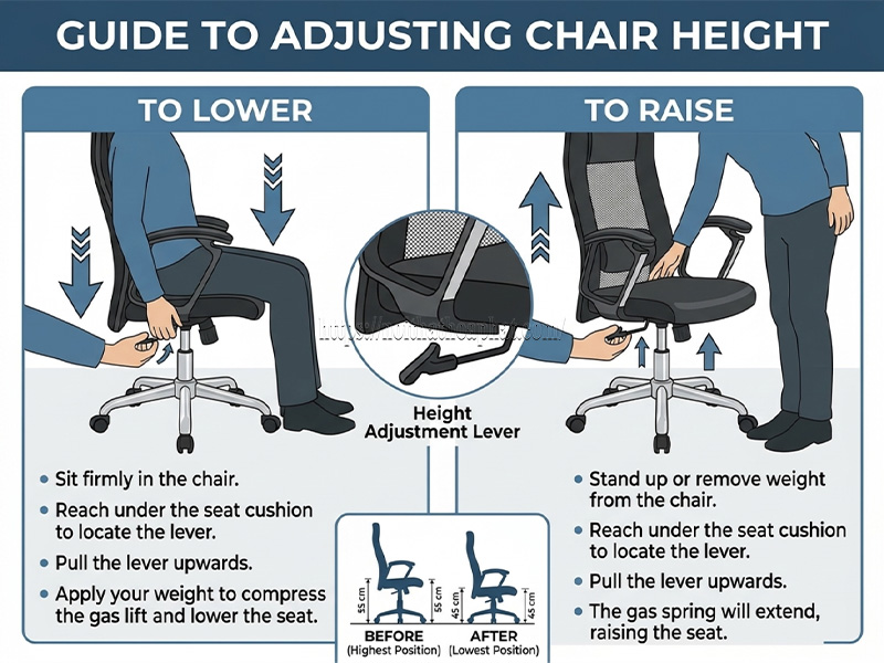 cách hạ ghế xoay