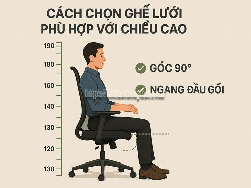Cách Chọn Ghế Lưới Phù Hợp Với Chiều Cao