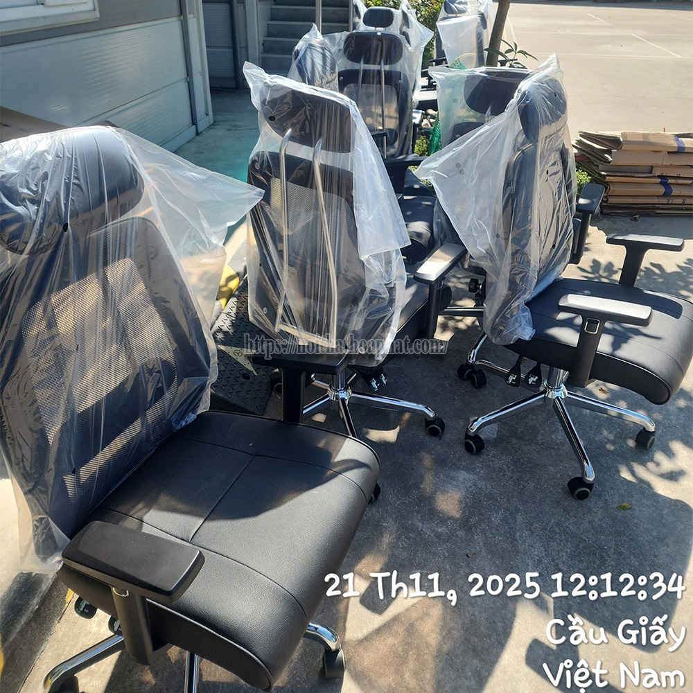 ghế công thái học đệm da lưng lưới GL309