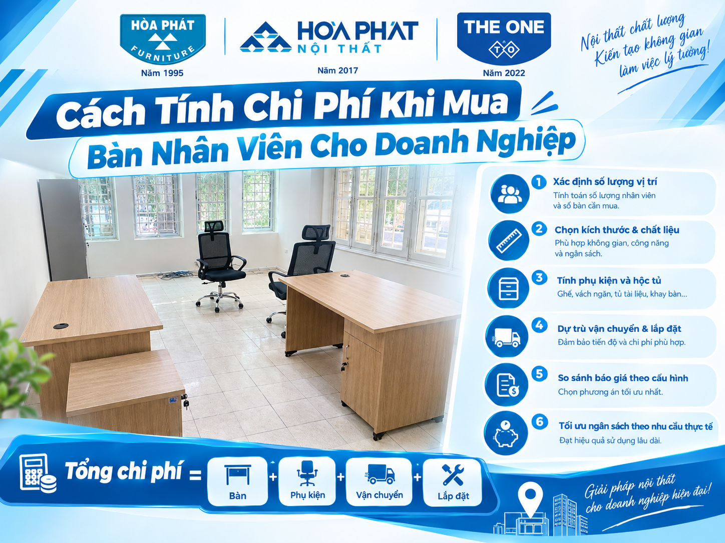 cách tính chi phí mua bàn nhân viên