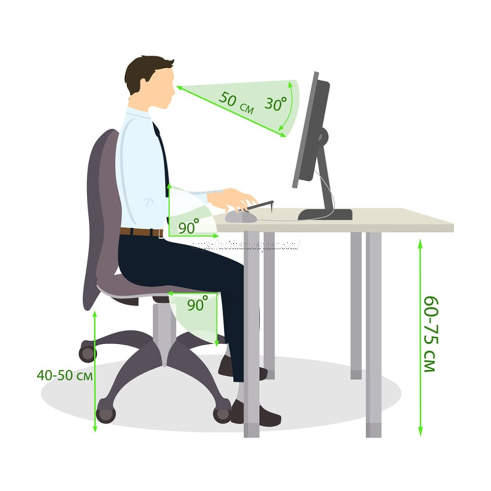 cách ngồi ghế lưới văn phòng đúng