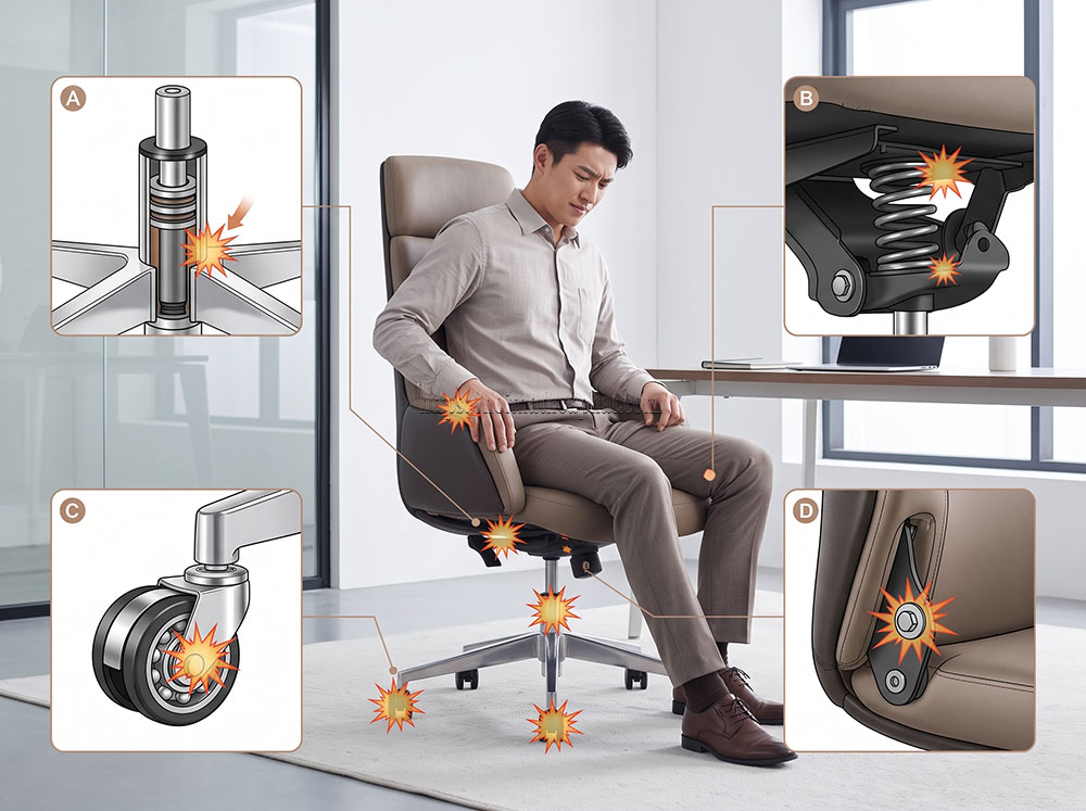 cách sửa ghế văn phòng bị kêu cót két
