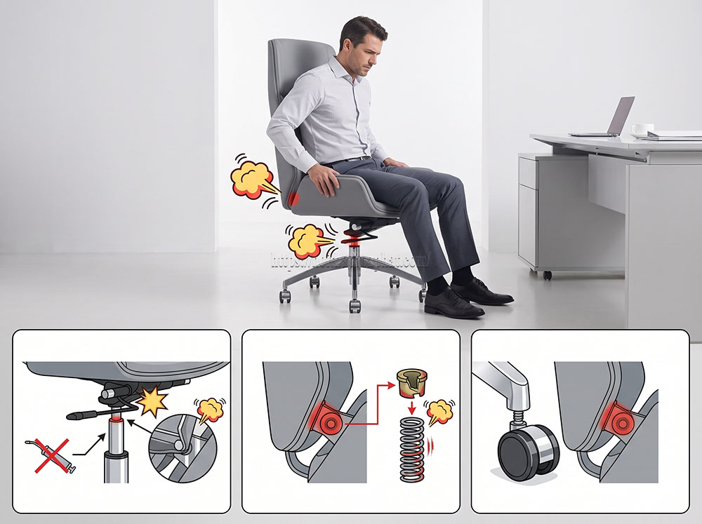 ghế công thái học bị kêu