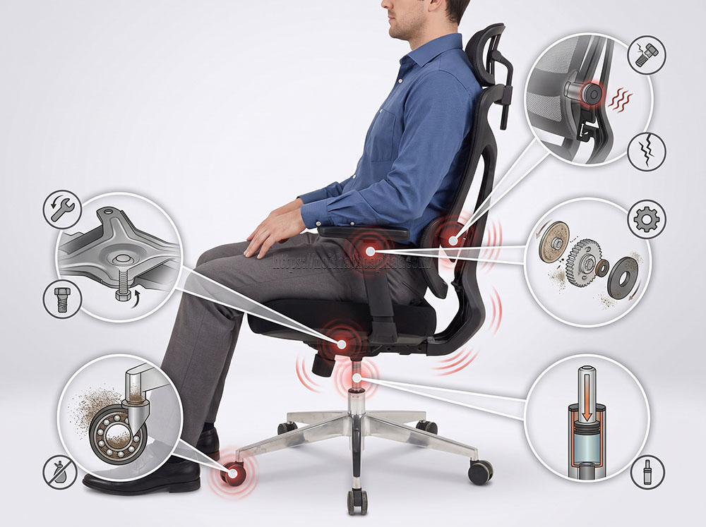 ben hơi ghế giám đốc phát tiếng động