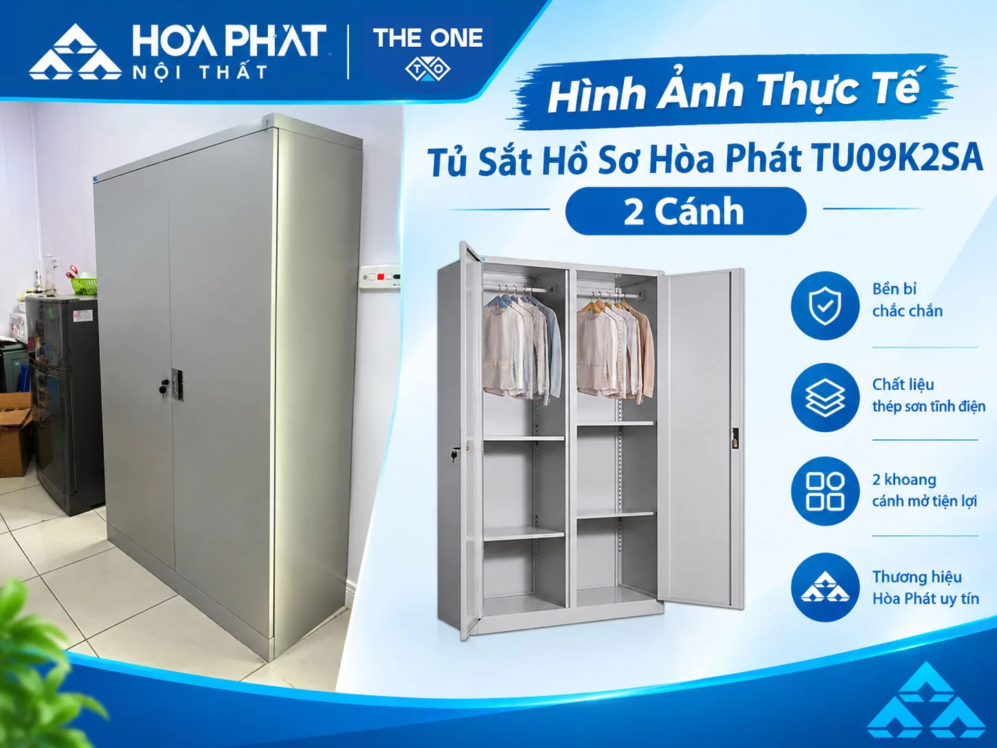 Hình ảnh thực tế tủ sắt văn phòng Hòa Phát TU09K2SA
