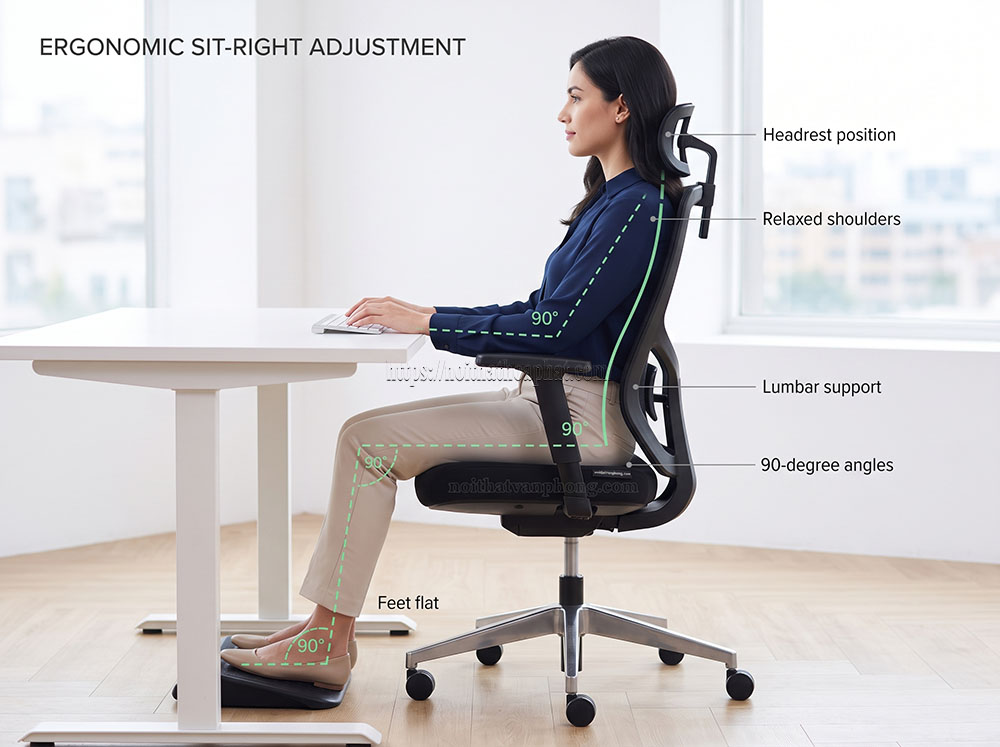 Hướng Dẫn Chỉnh Ghế Văn Phòng Nhập Khẩu Hết Mỏi Vai Gáy
