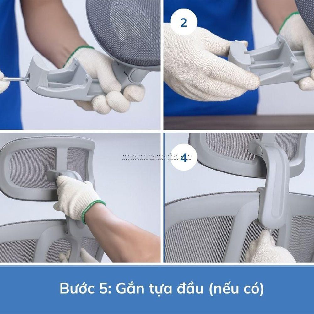 hướng dẫn lắp ghế lưới Hòa Phát