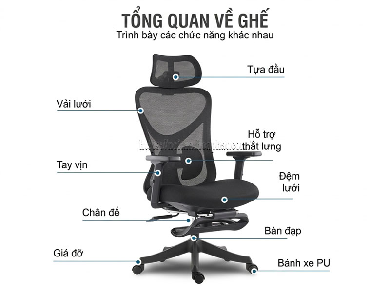 Ghế lưới xoay FMX822C nội thất văn phòng Hòa Phát