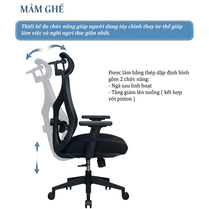 Ghế lưới công thái học FMX822 12