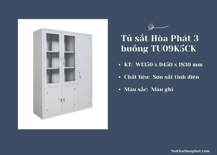 Tủ sắt hòa phát 3 buồng Tu09K5CK