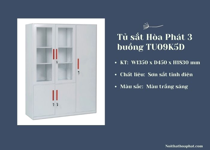 Tủ sắt hòa phát 3 buồng TU09K5D