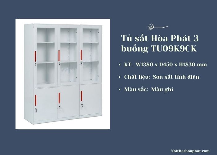 Tủ sắt hòa phát 3 buồng TU09K7D