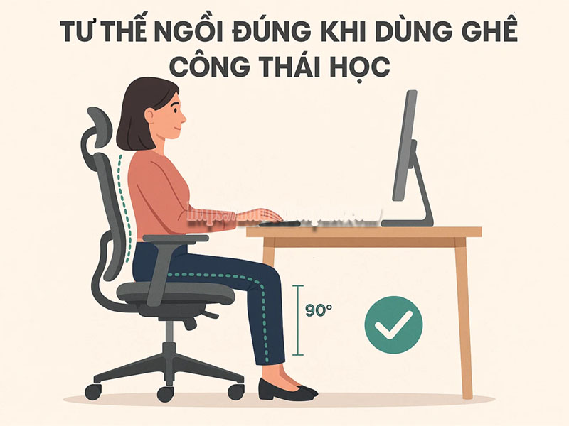 Tư Thế Ngồi Đúng Khi Dùng Ghế Công Thái Học