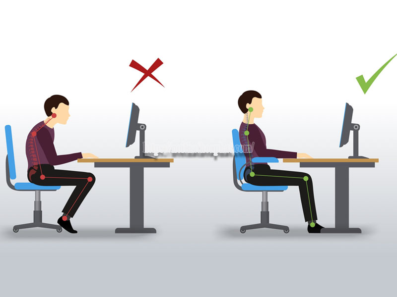 Tư thế ngồi làm việc đúng trên ghế văn phòng