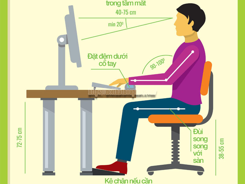 tư thế ngồi làm việc đúng tránh đau lưng