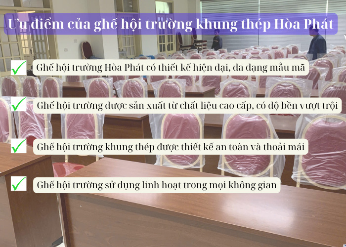 Ưu điểm của ghế hội trường khung thép Hòa Phát