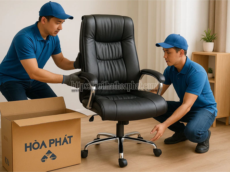 vận chuyển và lắp đặt ghế giám đốc Hòa Phát tại nhà