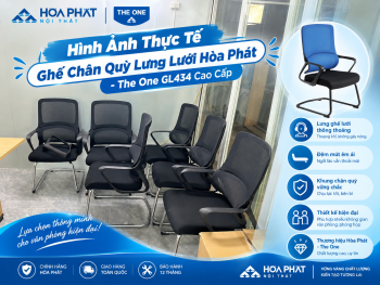 Hình Ảnh Thực Tế Ghế Chân Quỳ Lưng Lưới Hòa Phát GL434 Hiện Đại