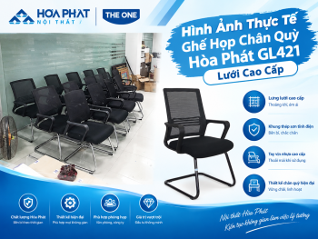 Hình Ảnh Thực Tế Ghế Họp Chân Quỳ Hòa Phát GL421 Lưới Cao Cấp