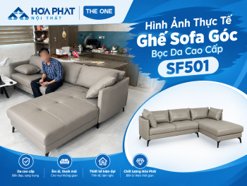Hình Ảnh Thực Tế Ghế Sofa Góc Bọc Da Cao Cấp SF501