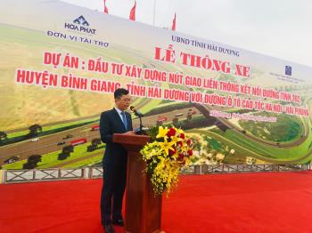 Khánh thành nút giao đường tỉnh 392 với cao tốc Hà Nội – Hải Phòng do Hòa Phát tài trợ